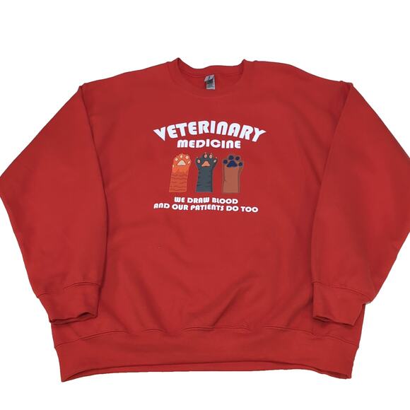 Veterinary Vet Graphic Gildan Heavy Blend Sweatshirt Crewneck Mens L Red Fleece - Picture 4 of 13